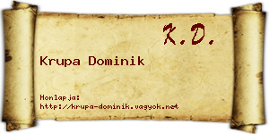 Krupa Dominik névjegykártya